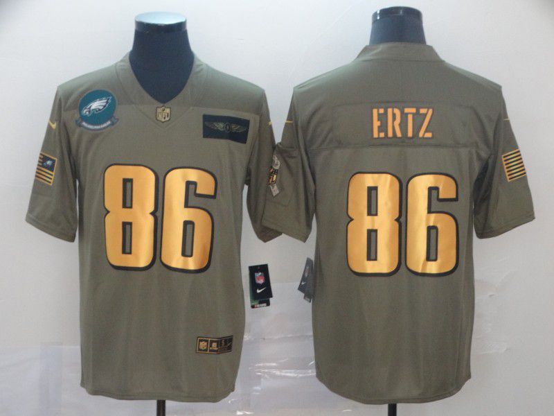 Men Philadelphia Eagles 86 Ertz Gold Nike Olive Salute To Service Limited NFL Jersey